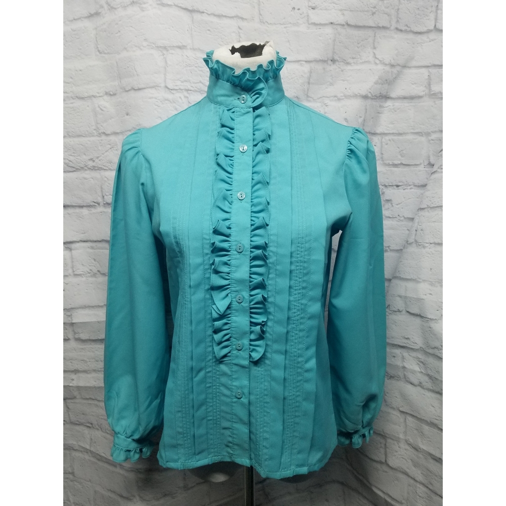 Vintage Don Kenny ruffled polyester blouse